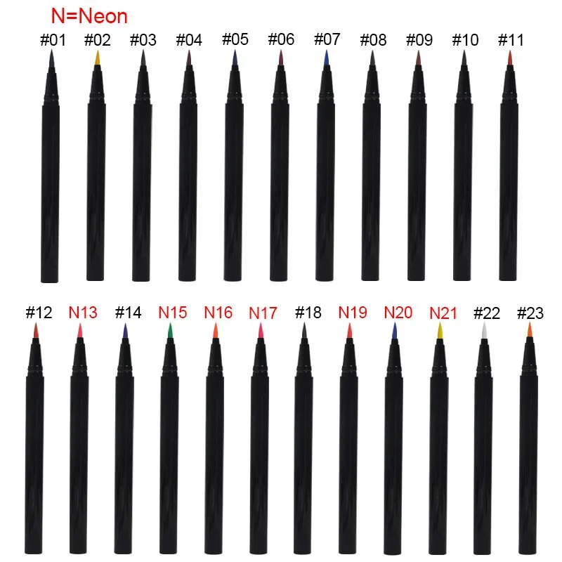 23 Colors Colorful Neon Eyeliner Makeup Waterproof Smudge-Proof Smooth Private Label Eyeliner Pen