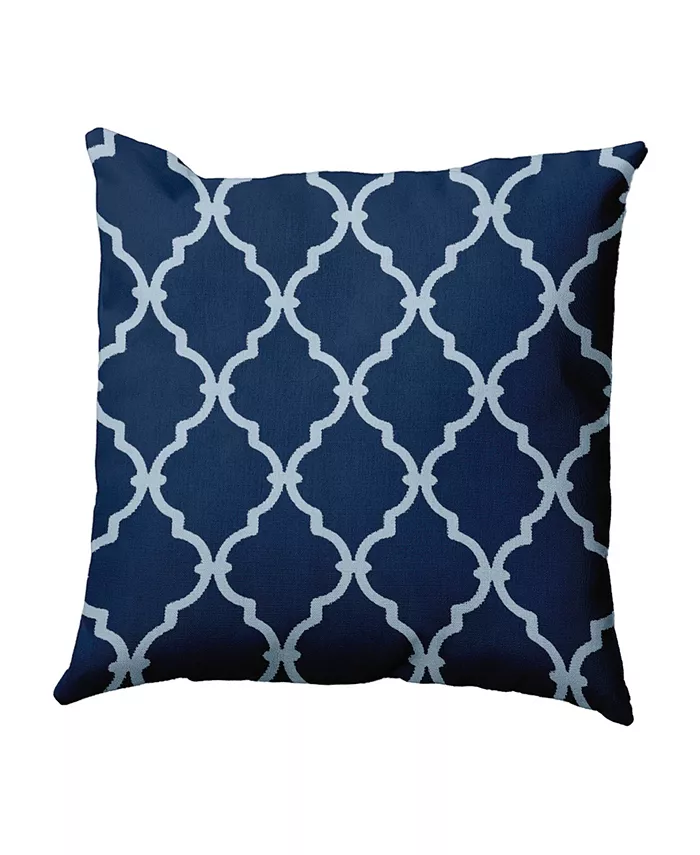E by Design 16 Inch Navy Blue Decorative Trellis Print Throw Pillow