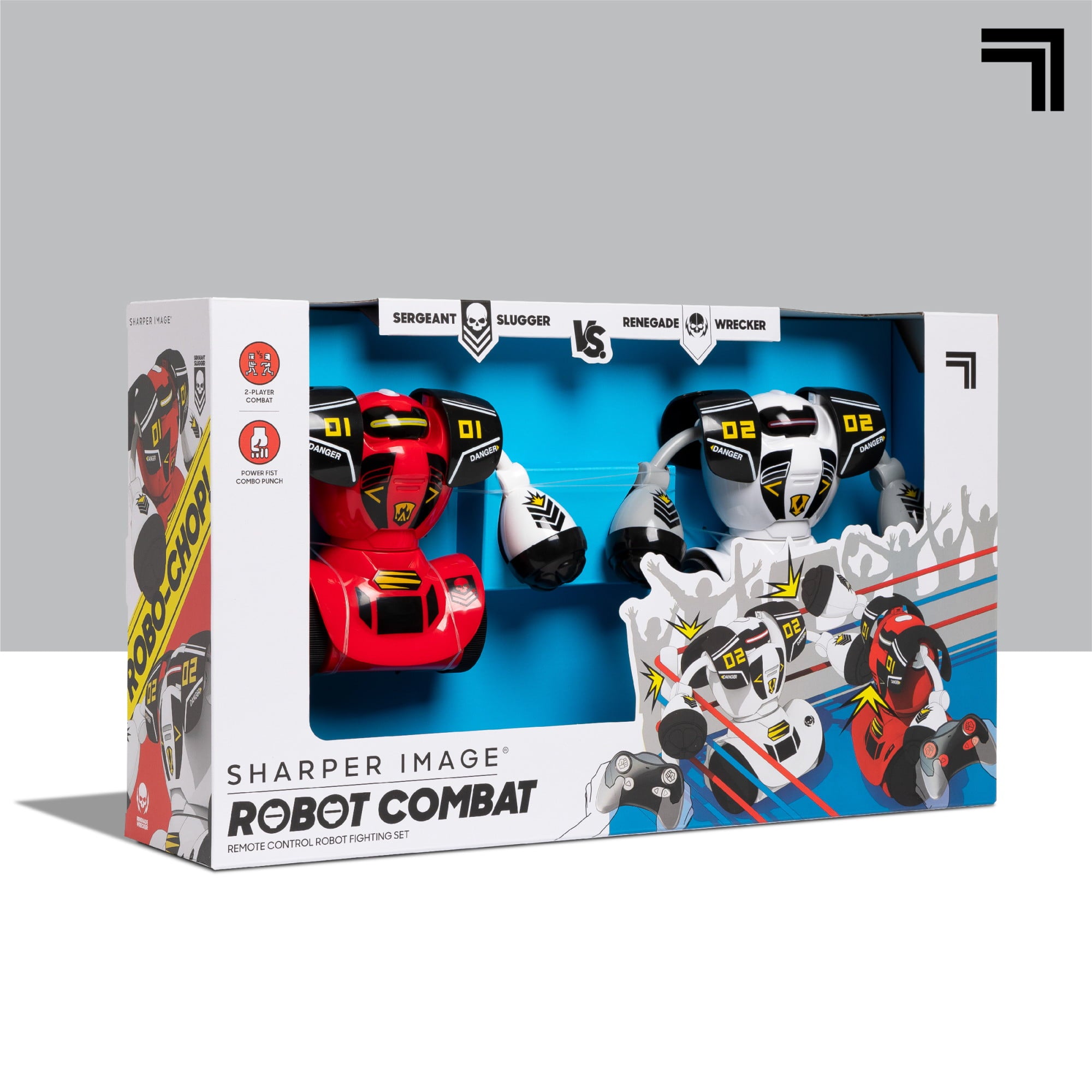 Sharper Image® Remote Control Robot Combat Set， Multiplayer RC Toy for Kids， Robo Duel Game with Infrared Controllers， Challenge a Friend， Great Gift for Boys or Girls， Red and White