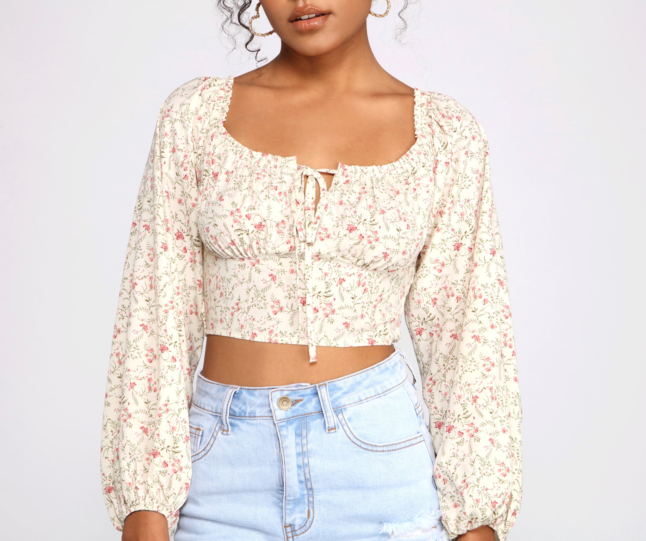 Feeling Flirty In Florals Crop Top
