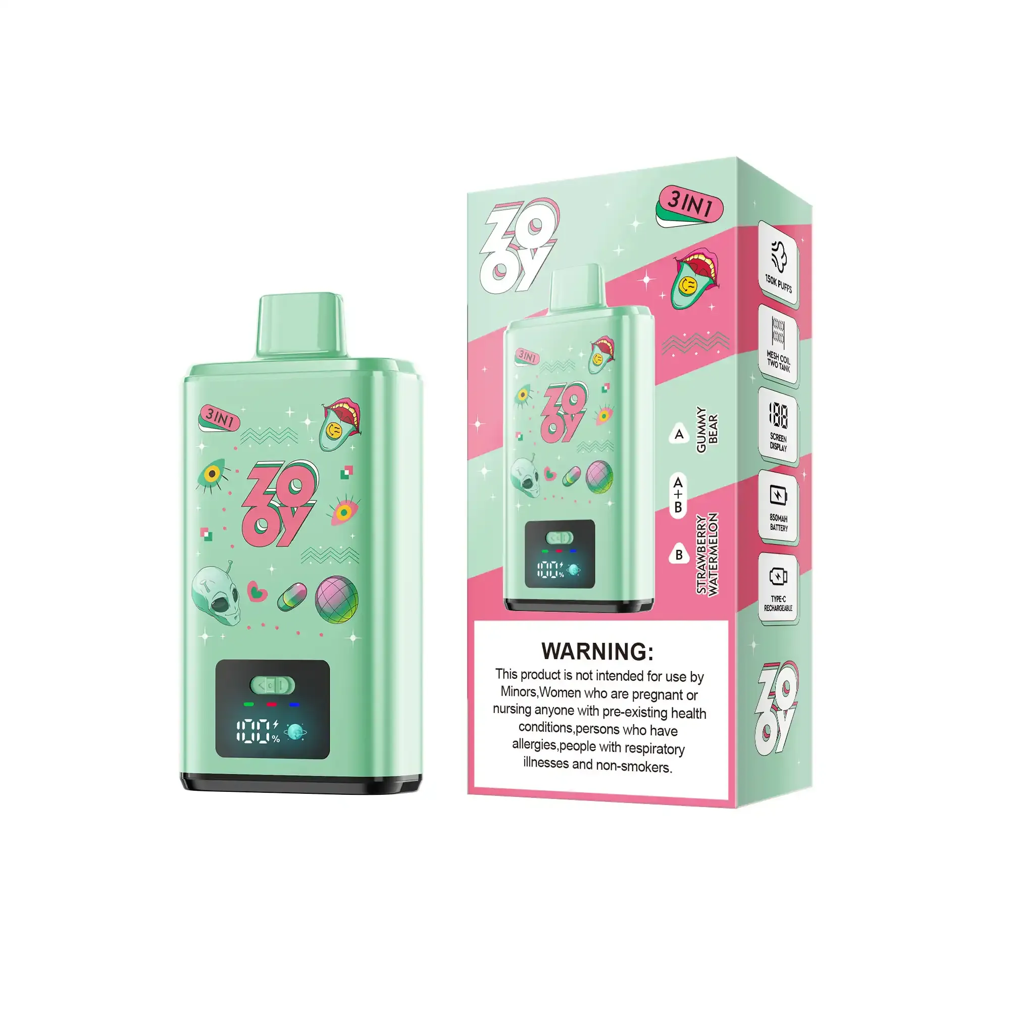 🌟ZOOY 150K Puffs 3 Flavors in 1 Disposable Vape