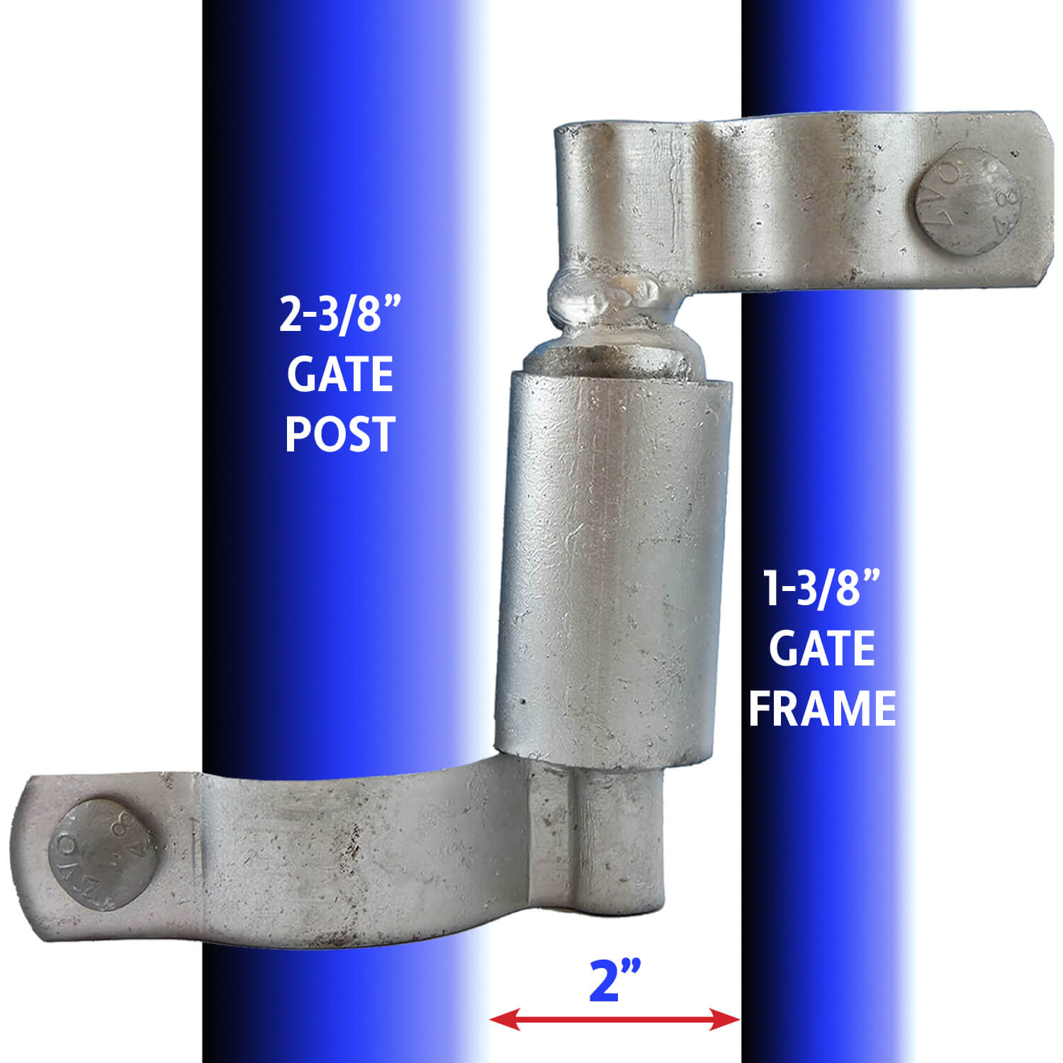 Chain link Gate Spring Closer for 2-3/8" OD Gate Post and 1-3/8" OD Gate Frame - Self Closing Gate Spring Closer - Gate Closer Includes Bolts