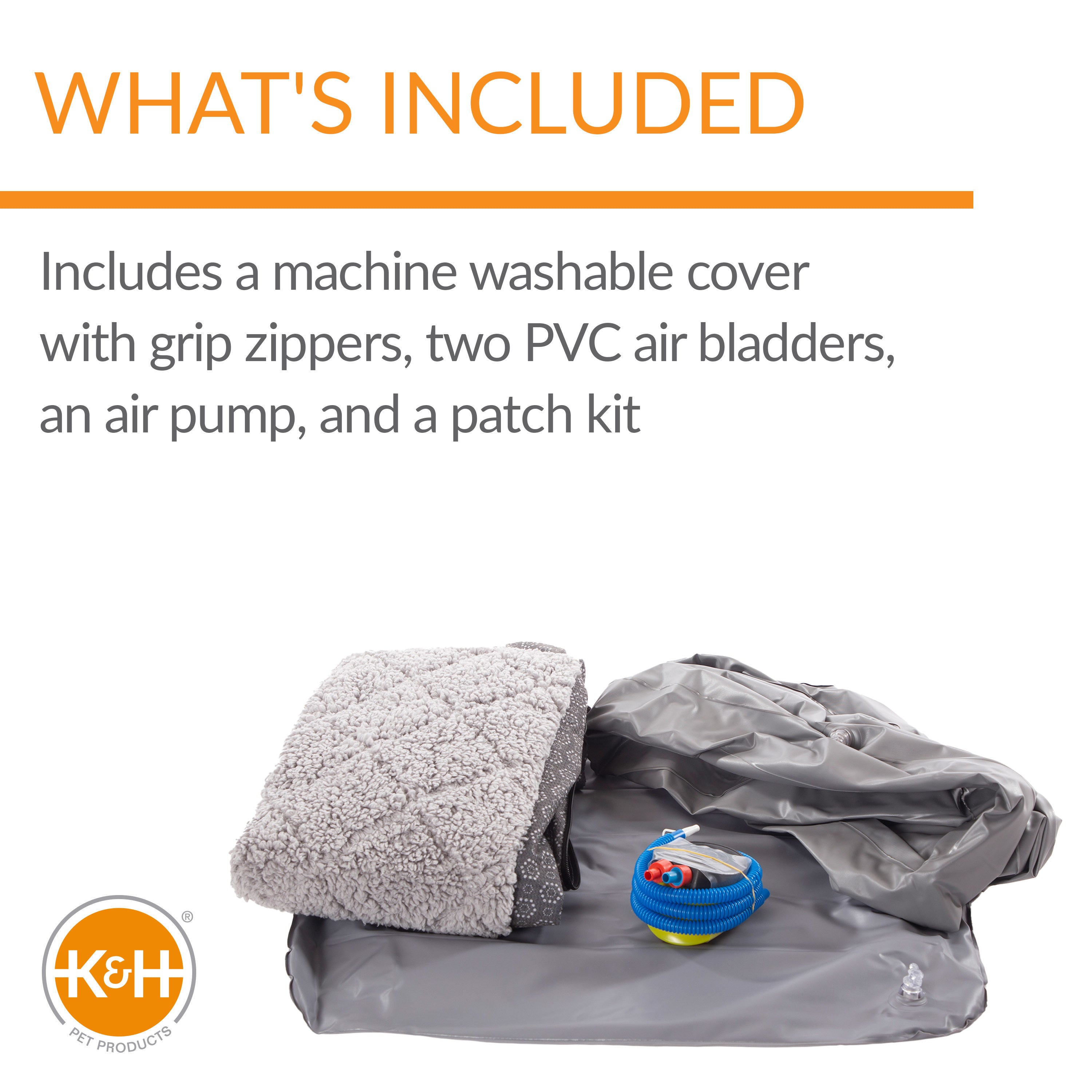 KandH Pet Products Air Sofa Bed Gray/Geo Flower Medium 27 X 36 Inches