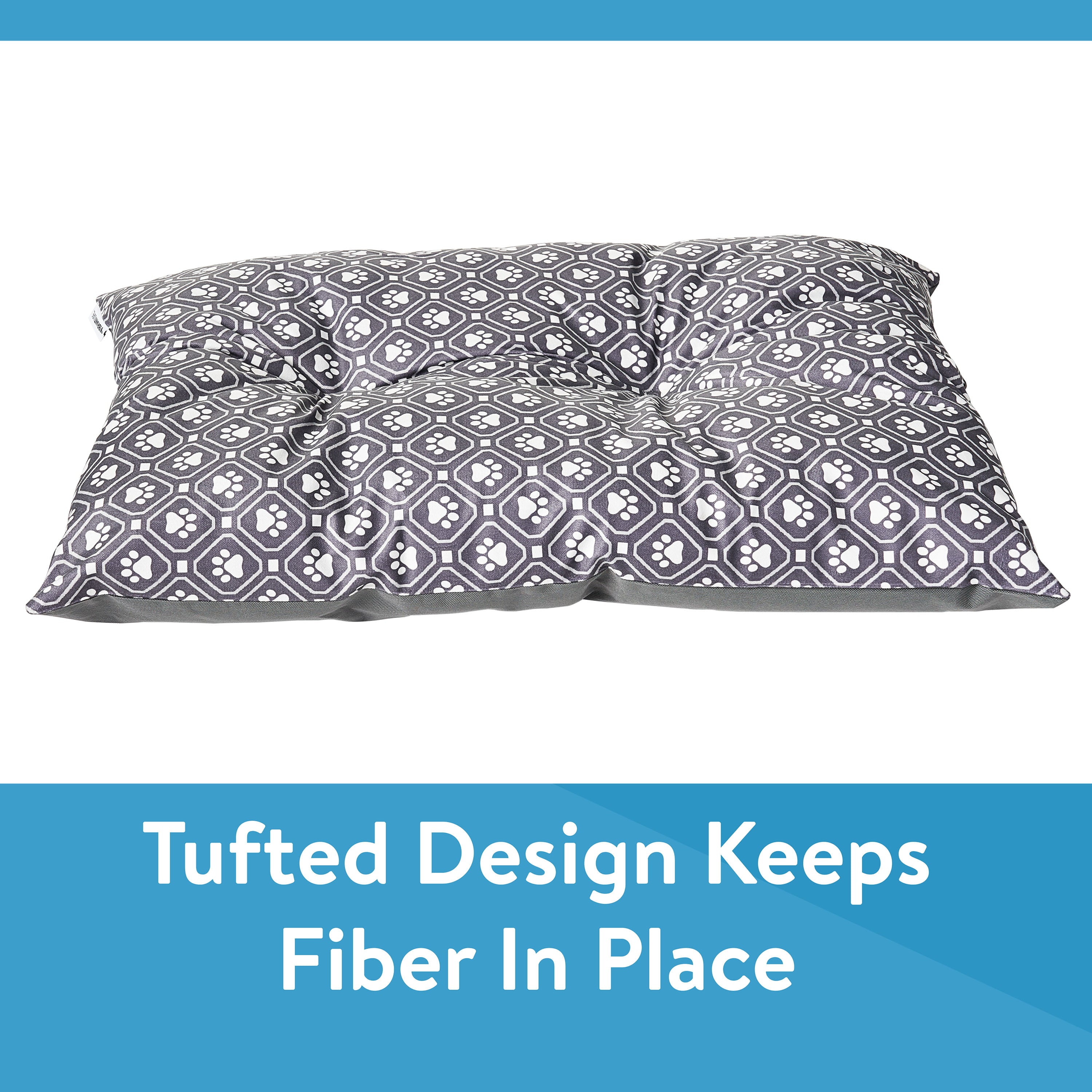 Vibrant Life Tufted Plush Pet Bed， Gray Paw， 27