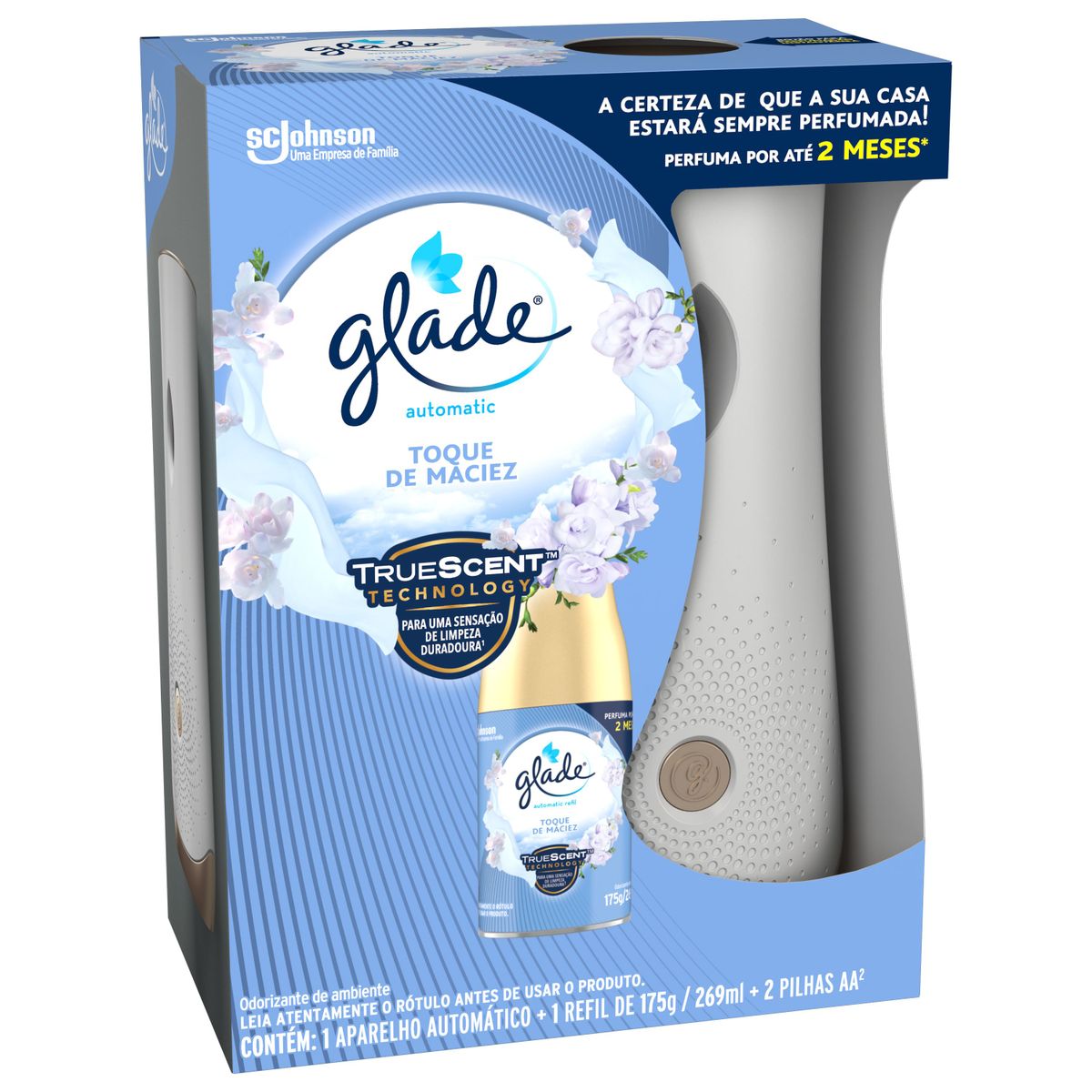 Desodorizador Glade Automatic Spray Aparelho + Refil Toque de Maciez 260ml
