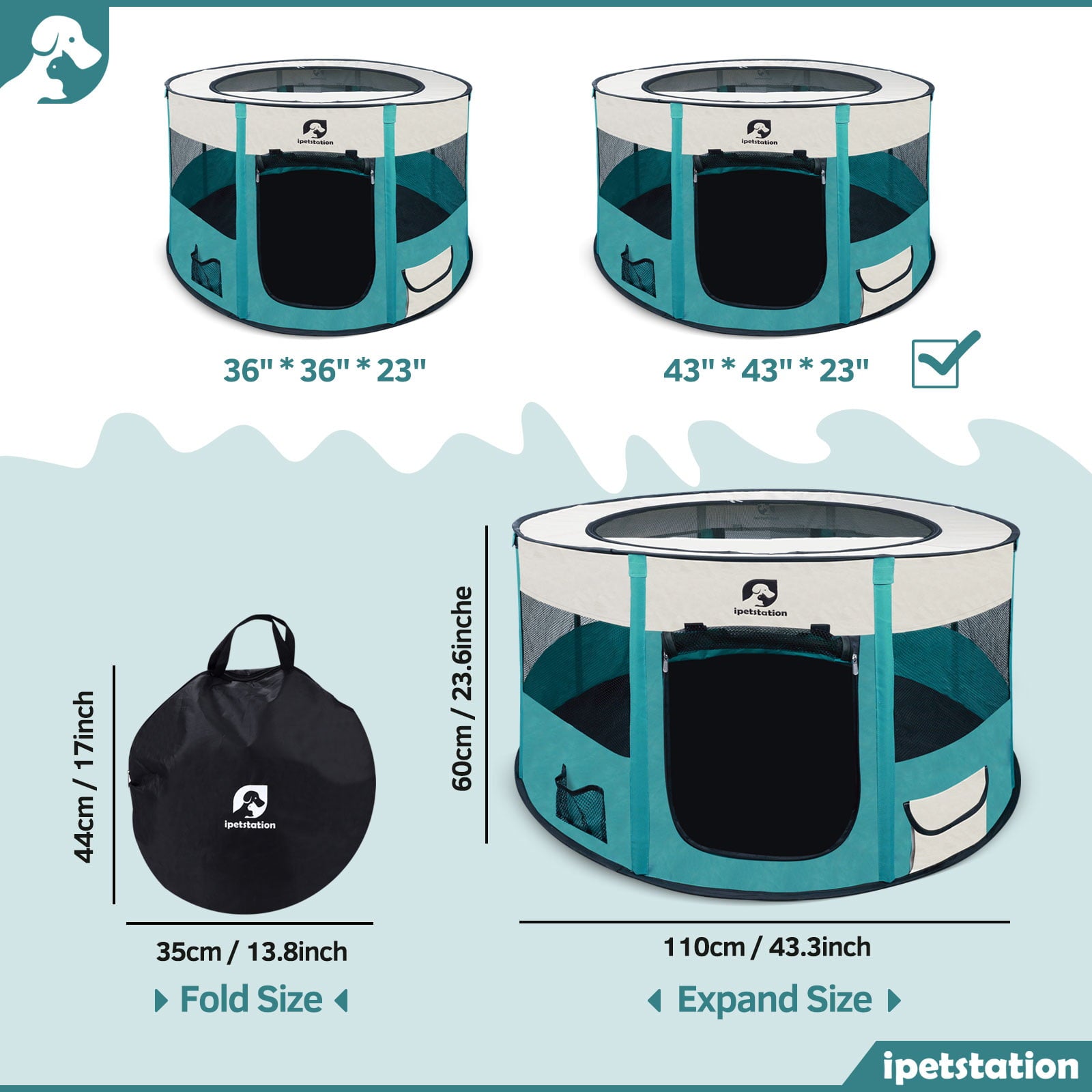 LAKWAR Large Pet Playpen for Dogs and Cats， 44