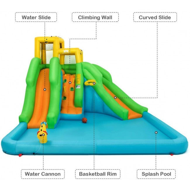 Inflatable Water Park Bounce House Kids Castle Jumper with Climbing Wall without Blower