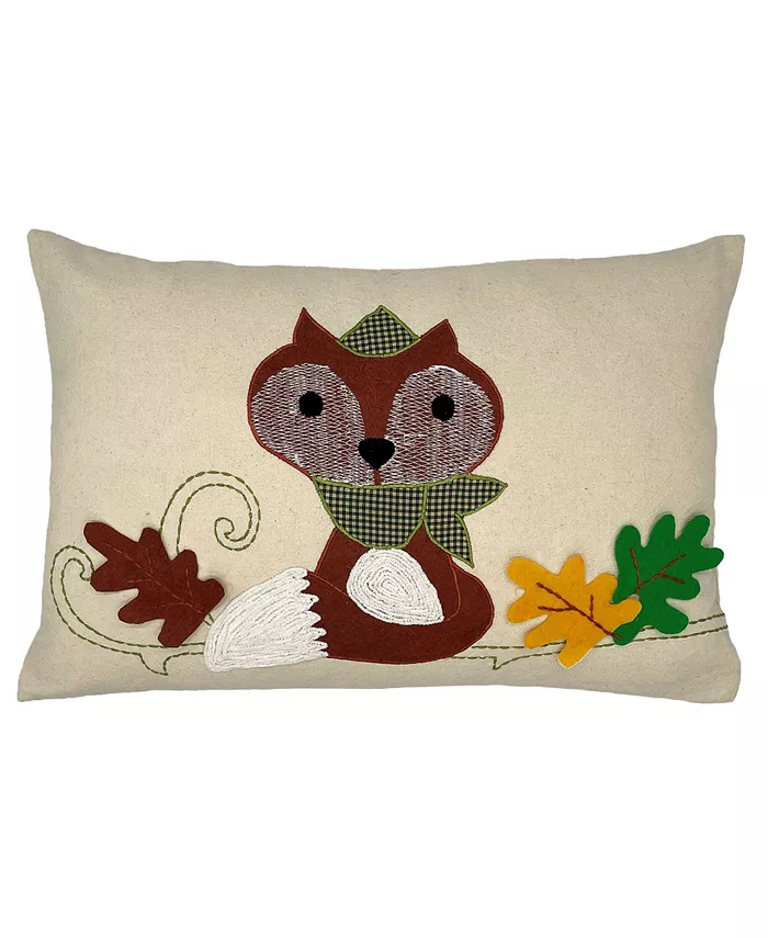 Mod Lifestyles Applique Felt Fox Lumbar Pillow， 13