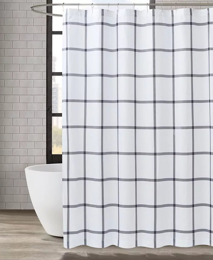Truly Soft Printed Windowpane Shower Curtain， 72