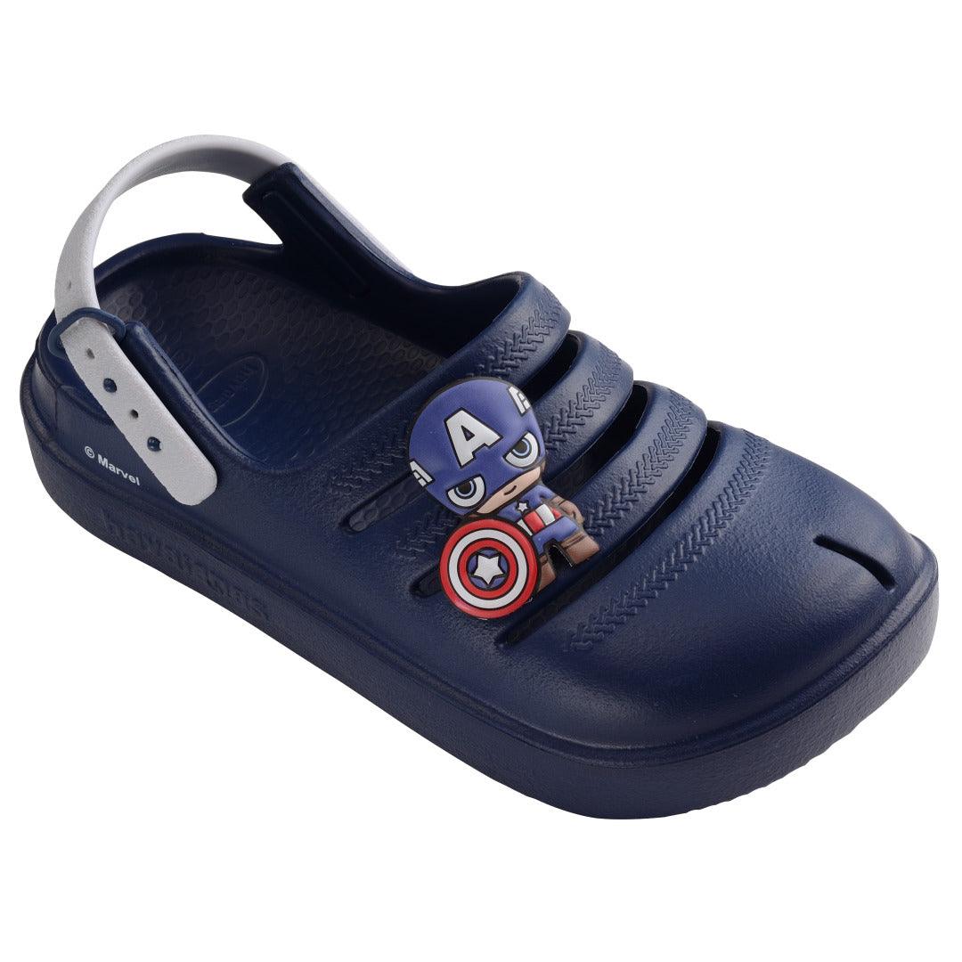 Chinelo Clog Havaianas Infantil Marvel Capitão América Marinho