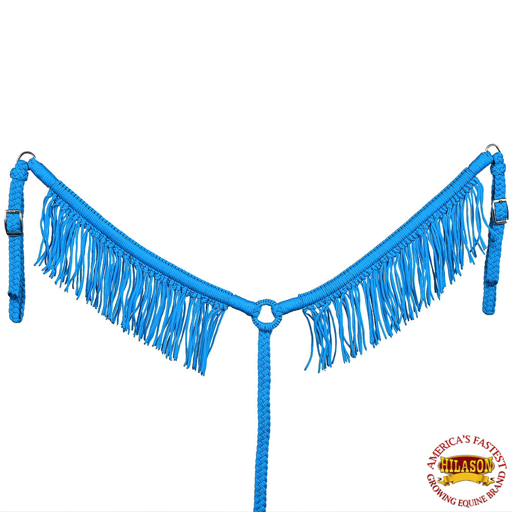 10DL Turquoise Horse Breast Collar Flat Braided Paracord Fringes Hilason