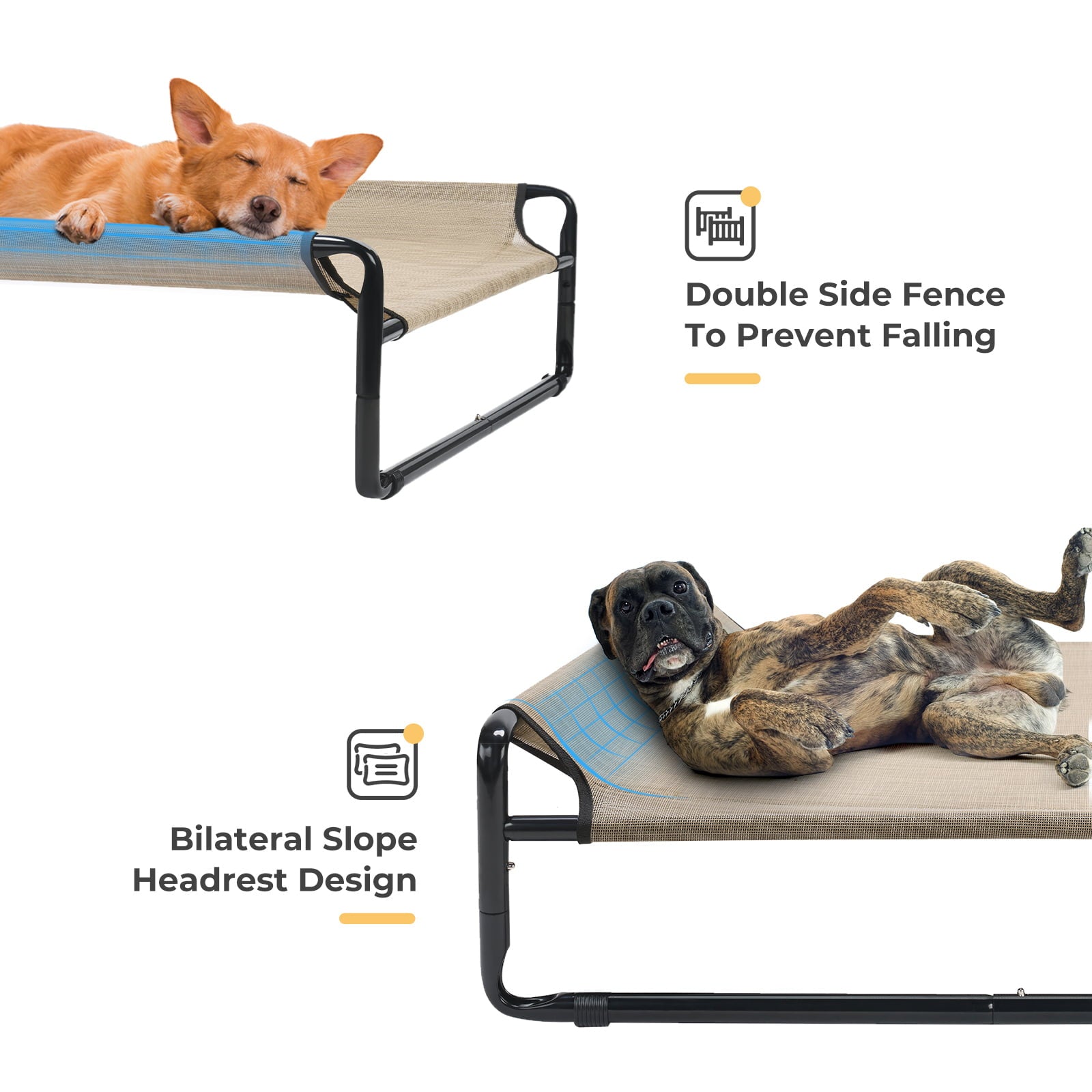 Veehoo Original Cooling Elevated Dog Bed， Raised Dog Cot with Washable Mesh， Medium， Beige Coffee