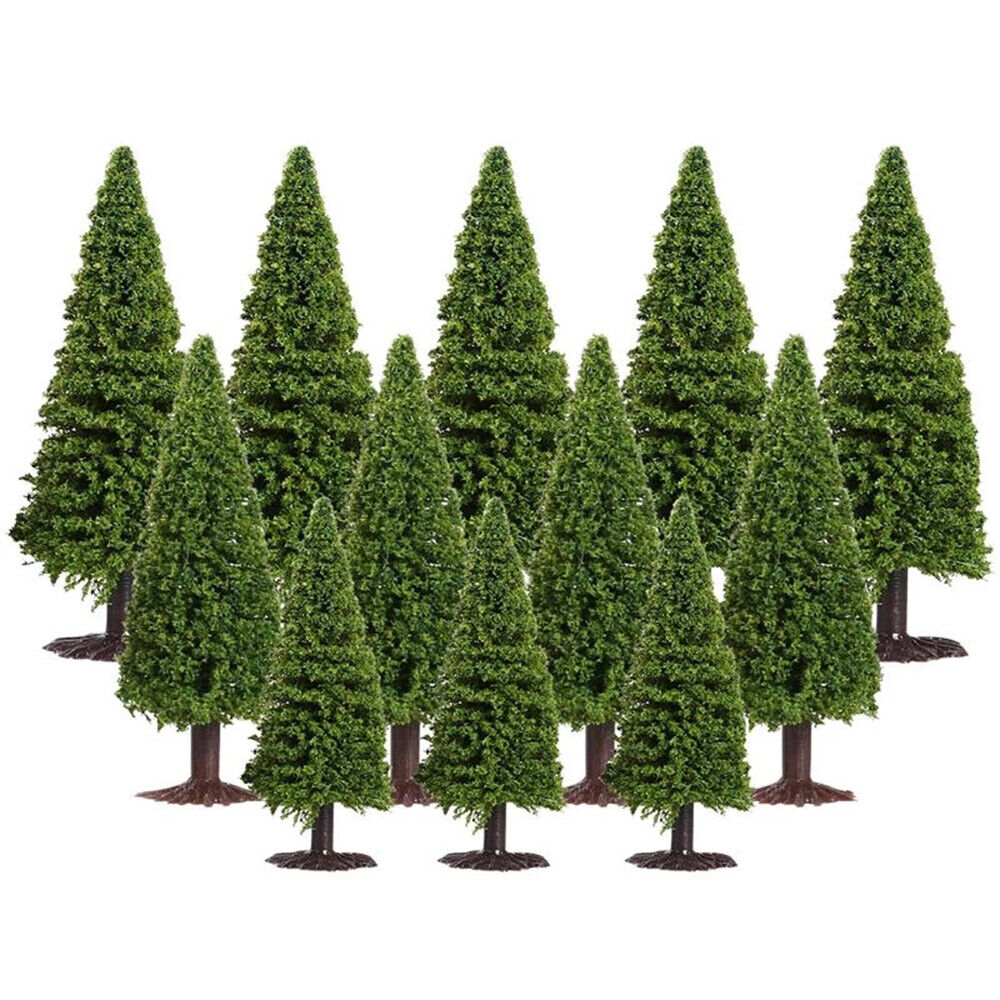 40pcs Dark Green Pine Model Cedar Trees 2.05-4.96 inch (55-120 mm) for Model Railroad Scenery Landscape Layout HO OO Scale