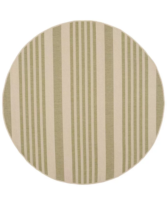 Safavieh Courtyard Beige and Sweet Pea 5' x 5' Sisal Weave Round Outdoor Area Rug