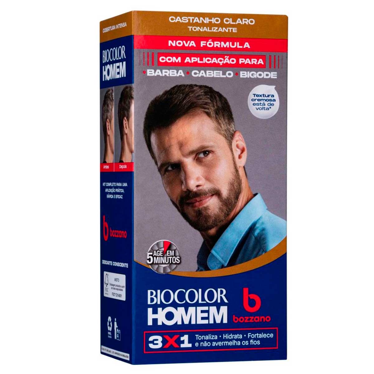 Tonalizante de Cabelo Masculino Biocolor Homem Bozzano Castanho Claro