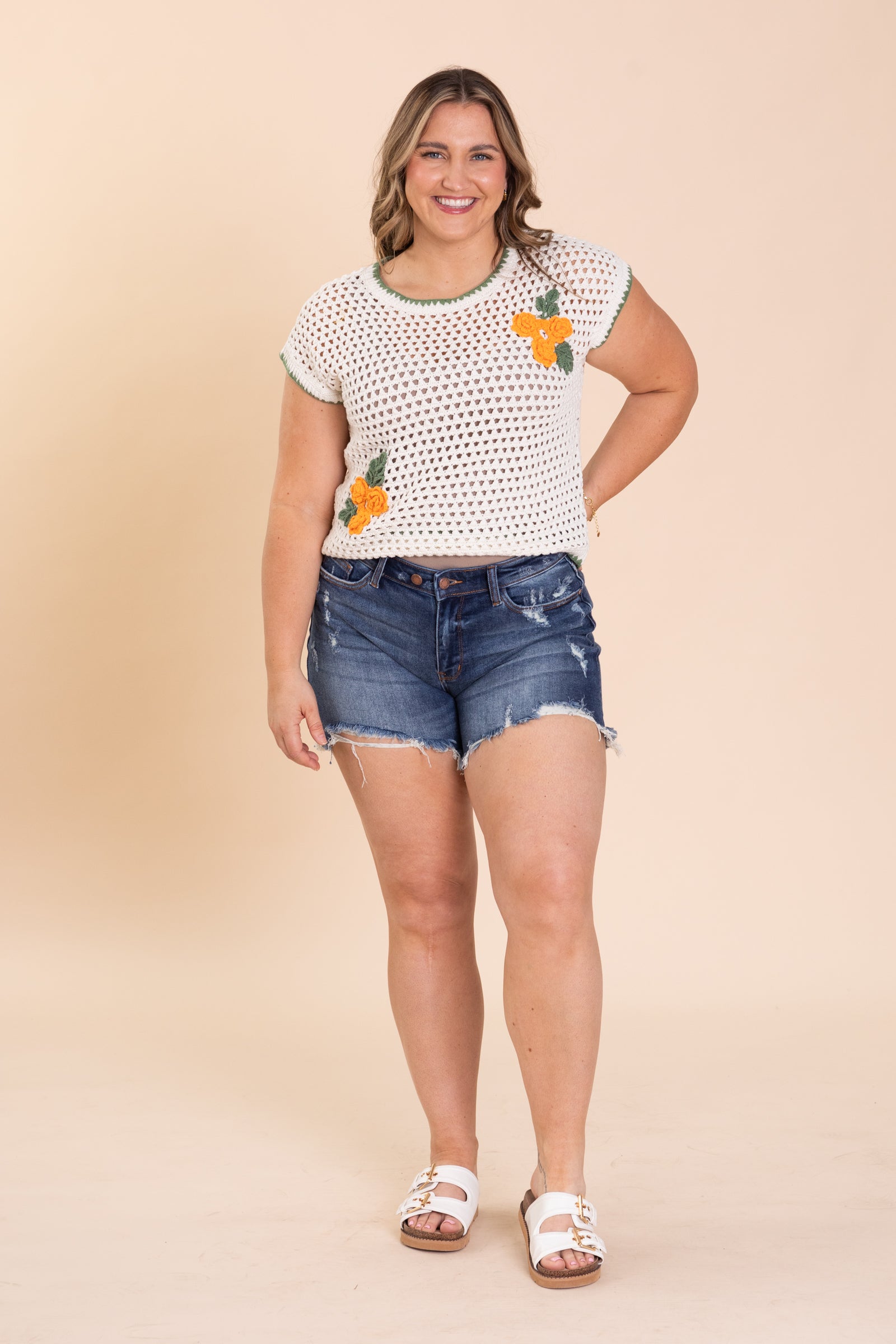 Judy Blue Medium Wash 2 Button Dad Shorts