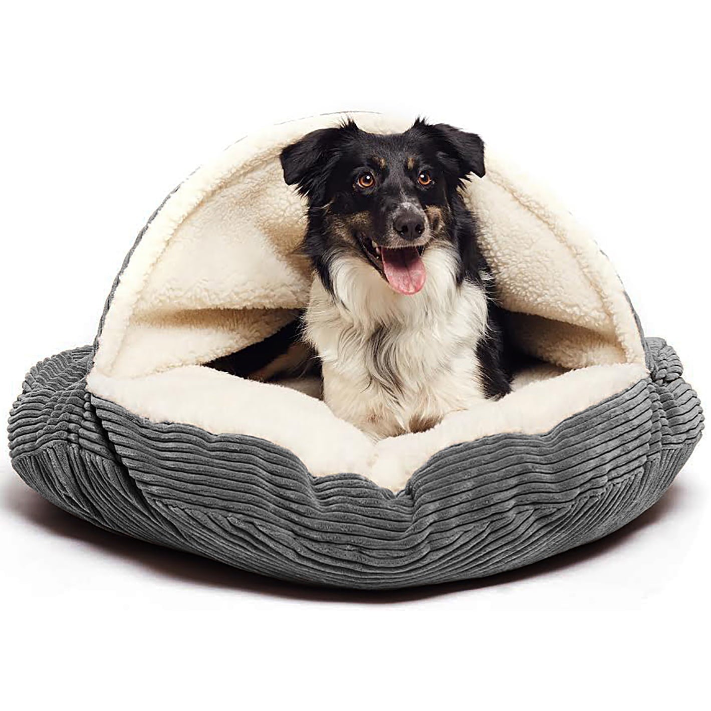 Precious Tails Plush Corduroy And Sherpa Lined Pet Dog Bed