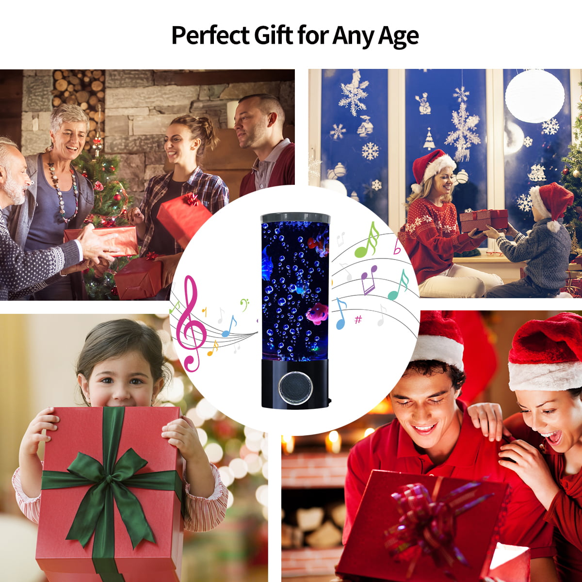 Vaticas Fish Lava Lamp Bluetooth Speaker LED Multi-Color Aquarium Light Home Office Decor Gifts