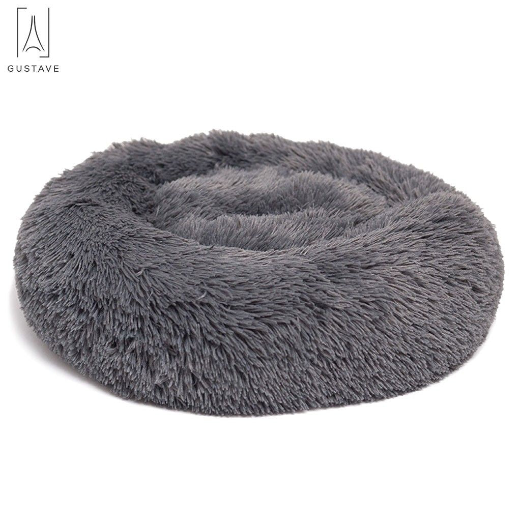 Gustave Calming Dog Beds， Self-Warming Round Pet Bed Cushion， Luxurious Faux Fur Donut Cuddler Soft Plush Comfortable for Sleeping 