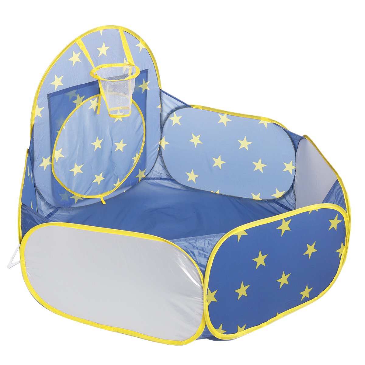 3 in 1 Kids Play Tent with Crawl Tunnel Foldable Indoor Outdoor Ball Pit with Basketball Hoop, PopUp Playhouse Tent Set for Boys Girls Kids