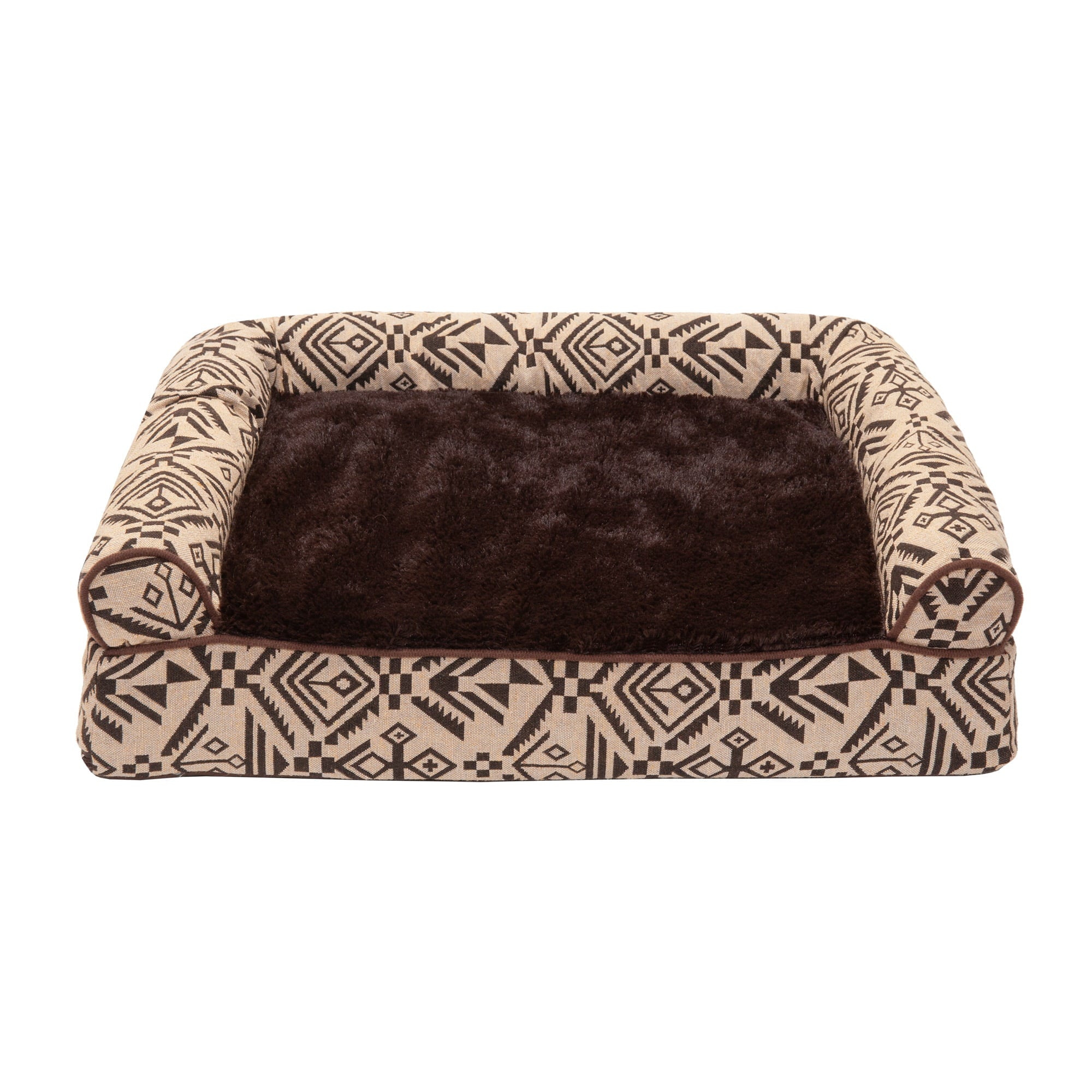 FurHaven | Orthopedic Southwest Kilim Sofa Pet Bed for Dogs and Cats， Desert Brown， Small