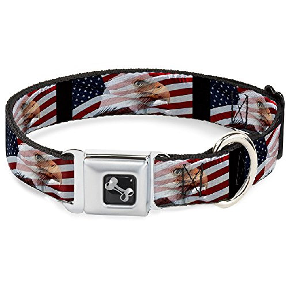 Buckle-Down American Eagle Flag Dog Collar Bone