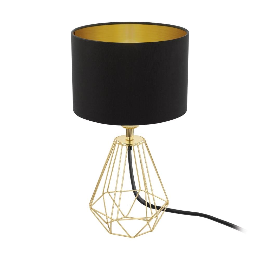 Eglo 95788 Carlton 2 Brass Wire Vintage Table Lamp with Black Shade