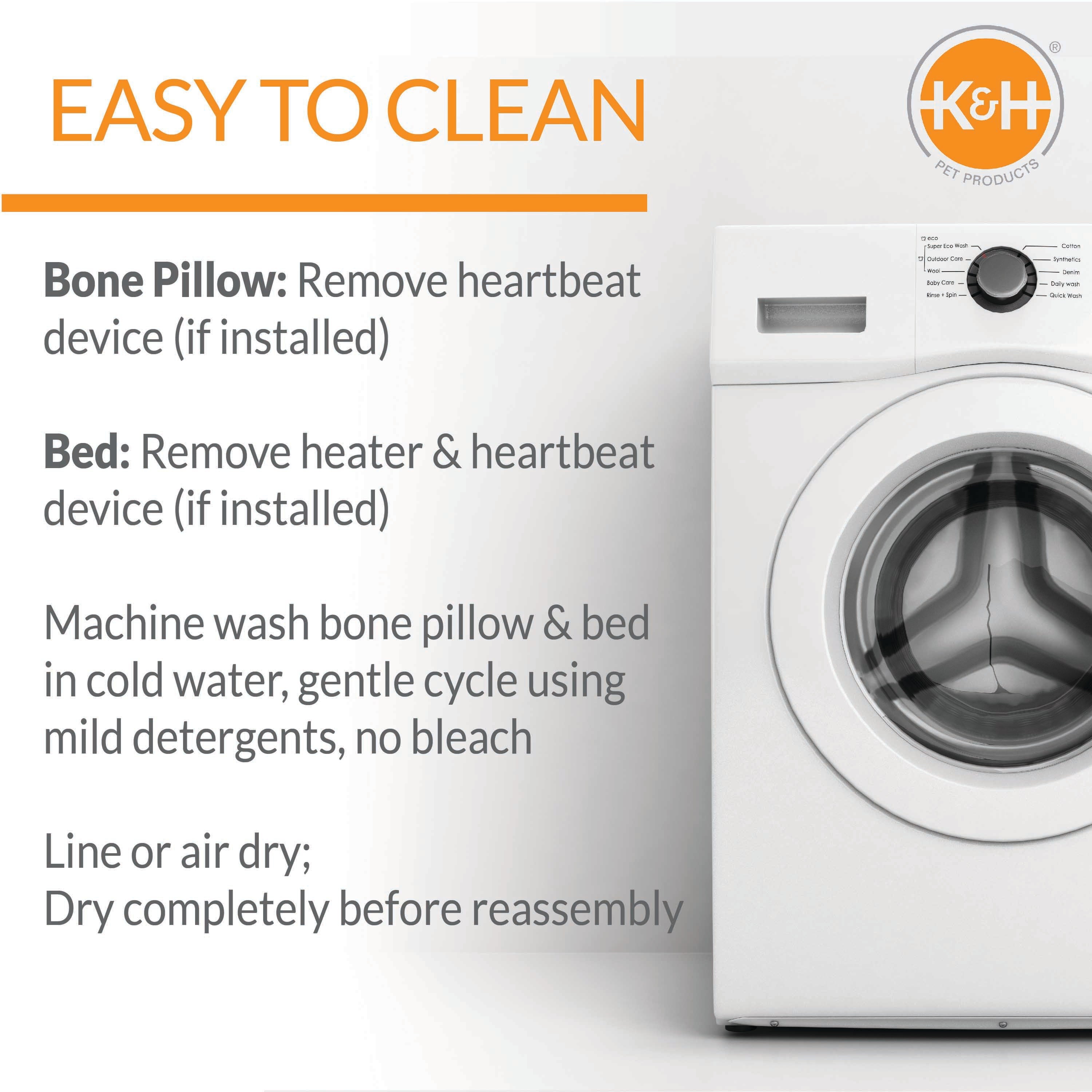 KandH Pet Products Mother’s Heartbeat Heated Puppy Bed Heated Bed + Bone Pillow Gray Small Breed Heartbeat 11 X 13 Inches