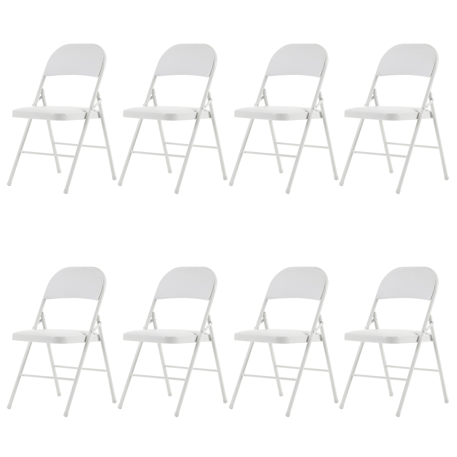 Zimtown 8 Pcs Wedding Party Patio Chairs Stackable Folding Chairs with Metal Frame and Padded Seat Black