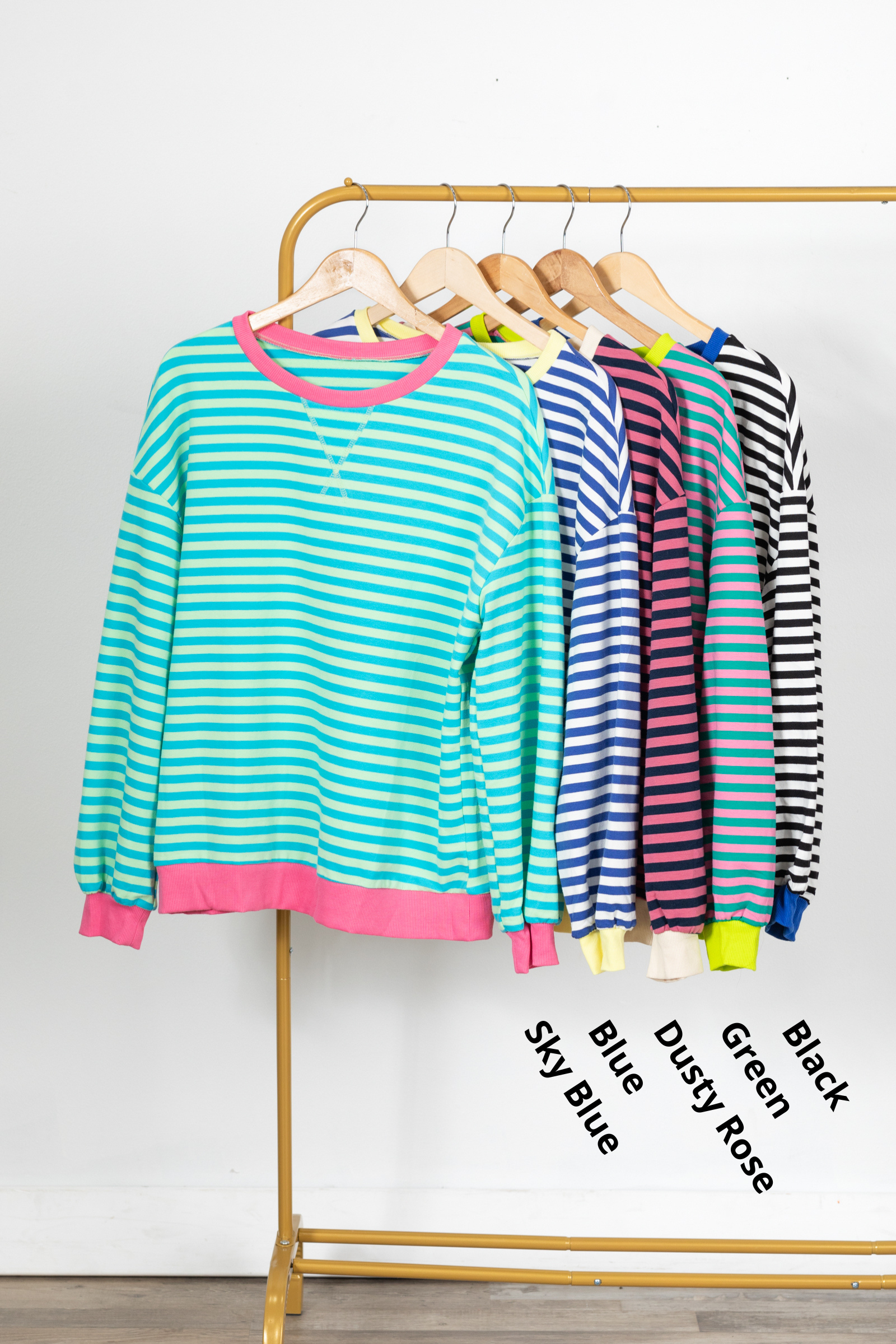 Stripe Contrast Trim Pullover Sweatshirt Top