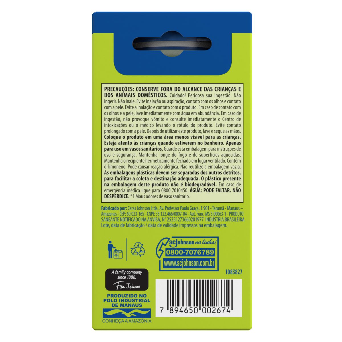 Desodorizador Sanitario Pato Gel Adesivo Citrus Refil 6 Discos