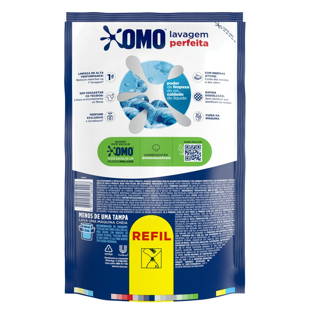 Sabao Liquido Refil Omo Lavagem Perfeita 900ml