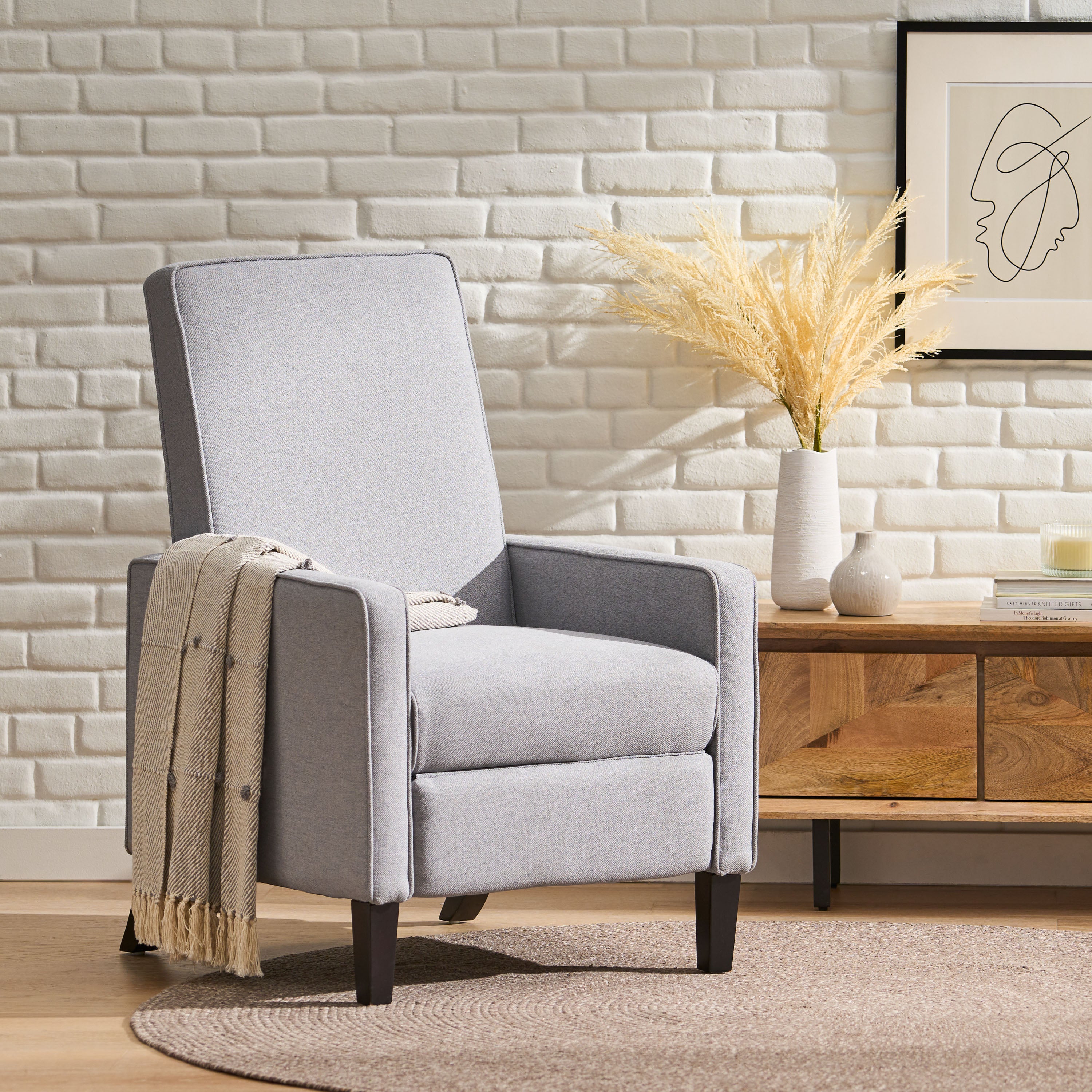 Olinda Minimalist Style Fabric Recliner Chair