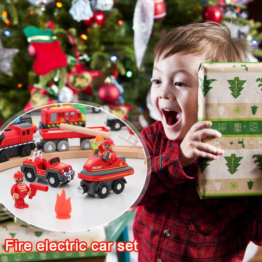 Battery Operated Train for Wooden Track (Magnetic Connection)， Powerful Engine Bullet Train Action Locomotive Train Motorized Train for Wooden Track for Toddlers Kids 3-14