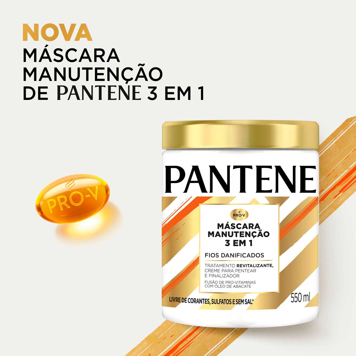 Mascara Pantene Pro-Vitaminas 3 em 1 Manutencao 550ml