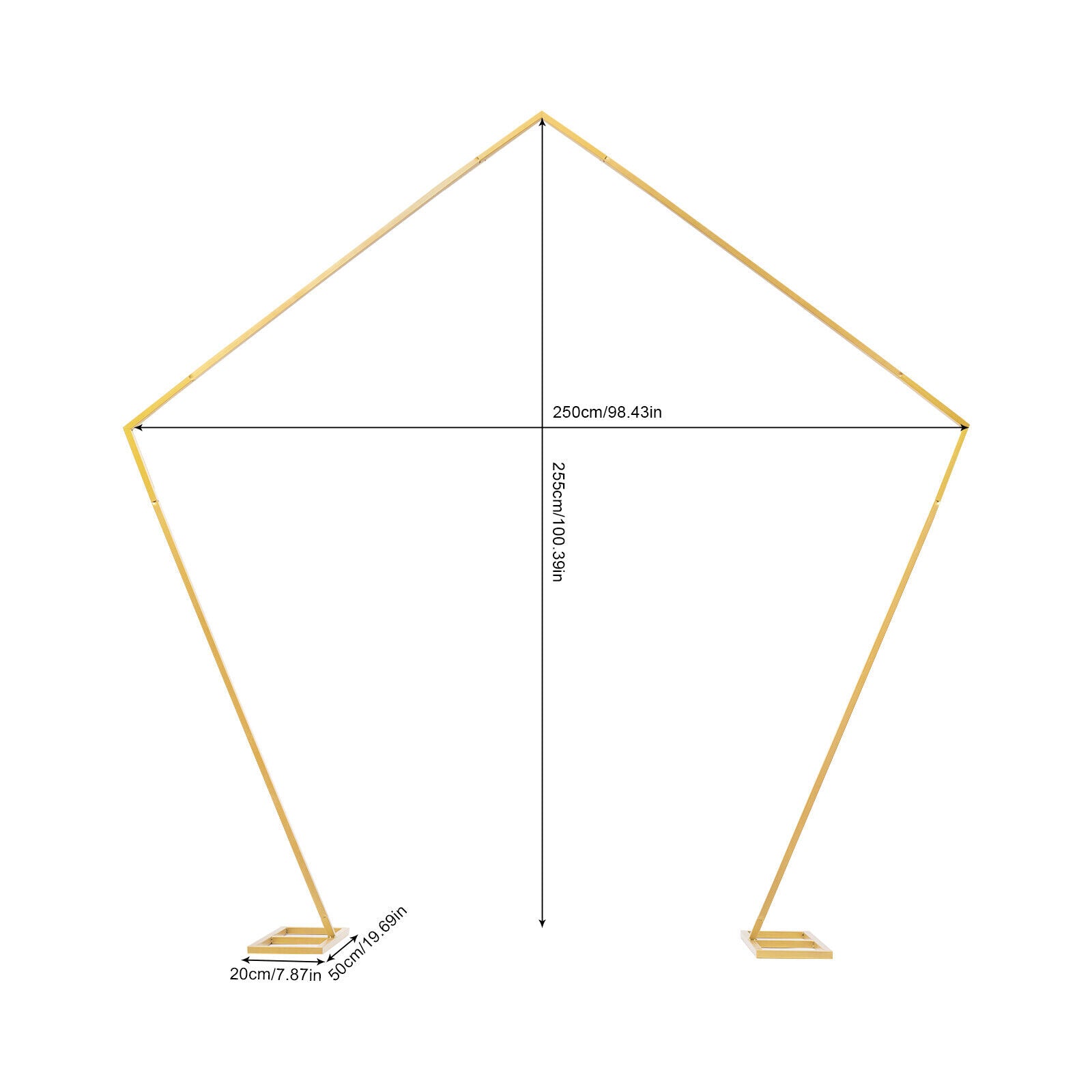 Flkoendmall 99" Pentagon Arch Wedding Backdrop Stand Gold Wrought Iron Framework Flower Rack