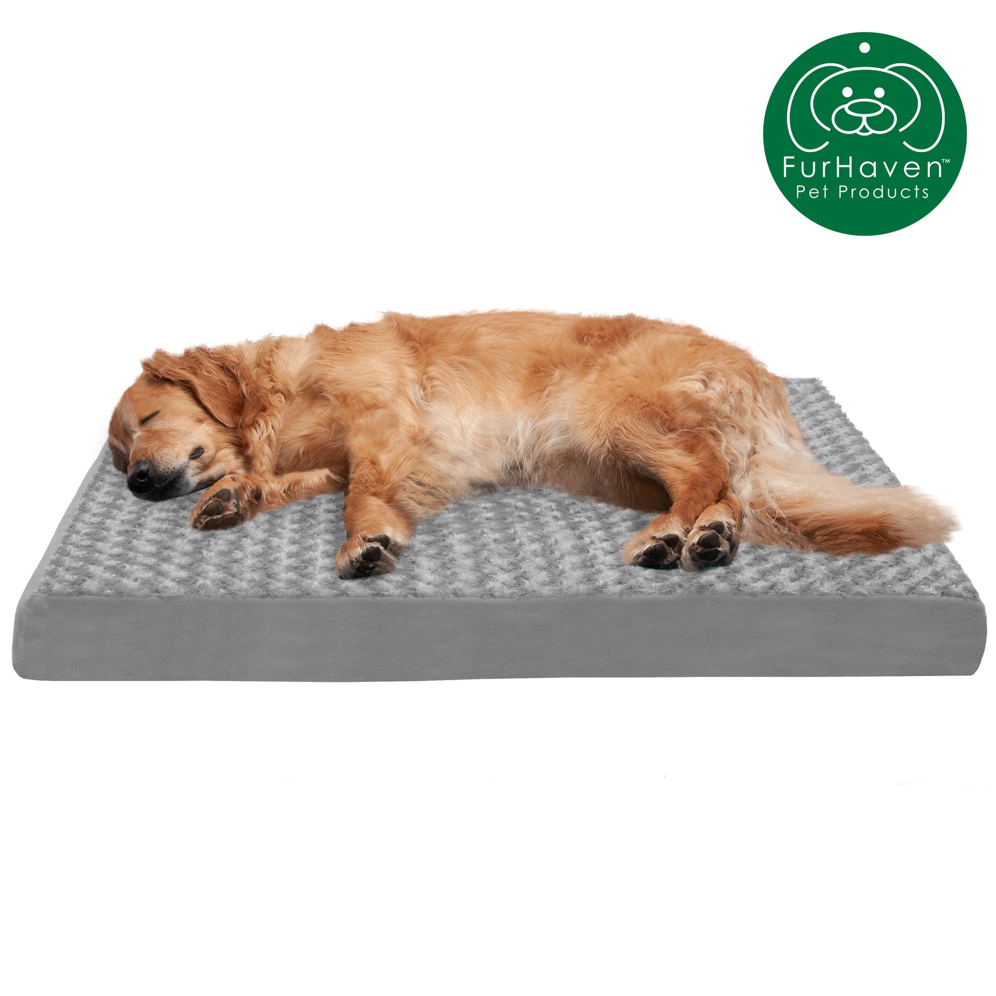 FurHaven Pet Products | Deluxe Orthopedic Ultra Plush Mattress Pet Bed for Dogs and Cats， Gray， Jumbo