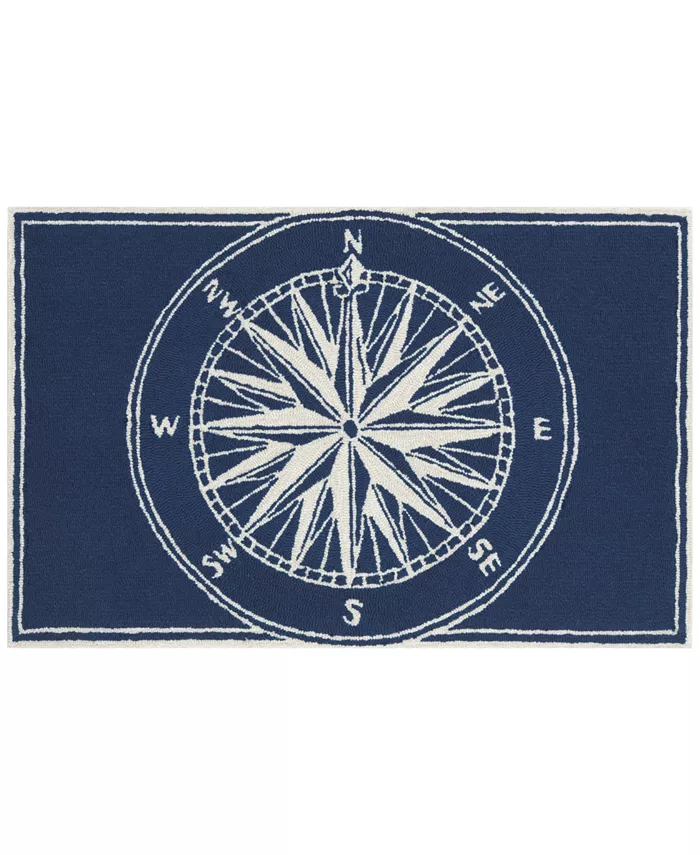 Liora Manne' Liora Manne Front Porch Indoor Outdoor Compass Navy 2' x 3' Area Rug