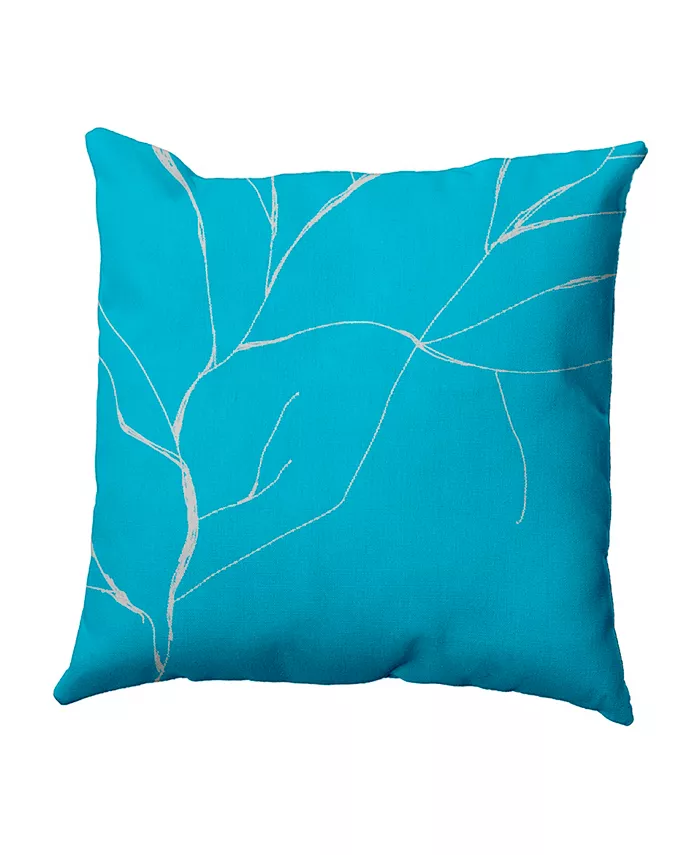 E by Design 16 Inch Turquoise Decorative Floral Throw Pillow