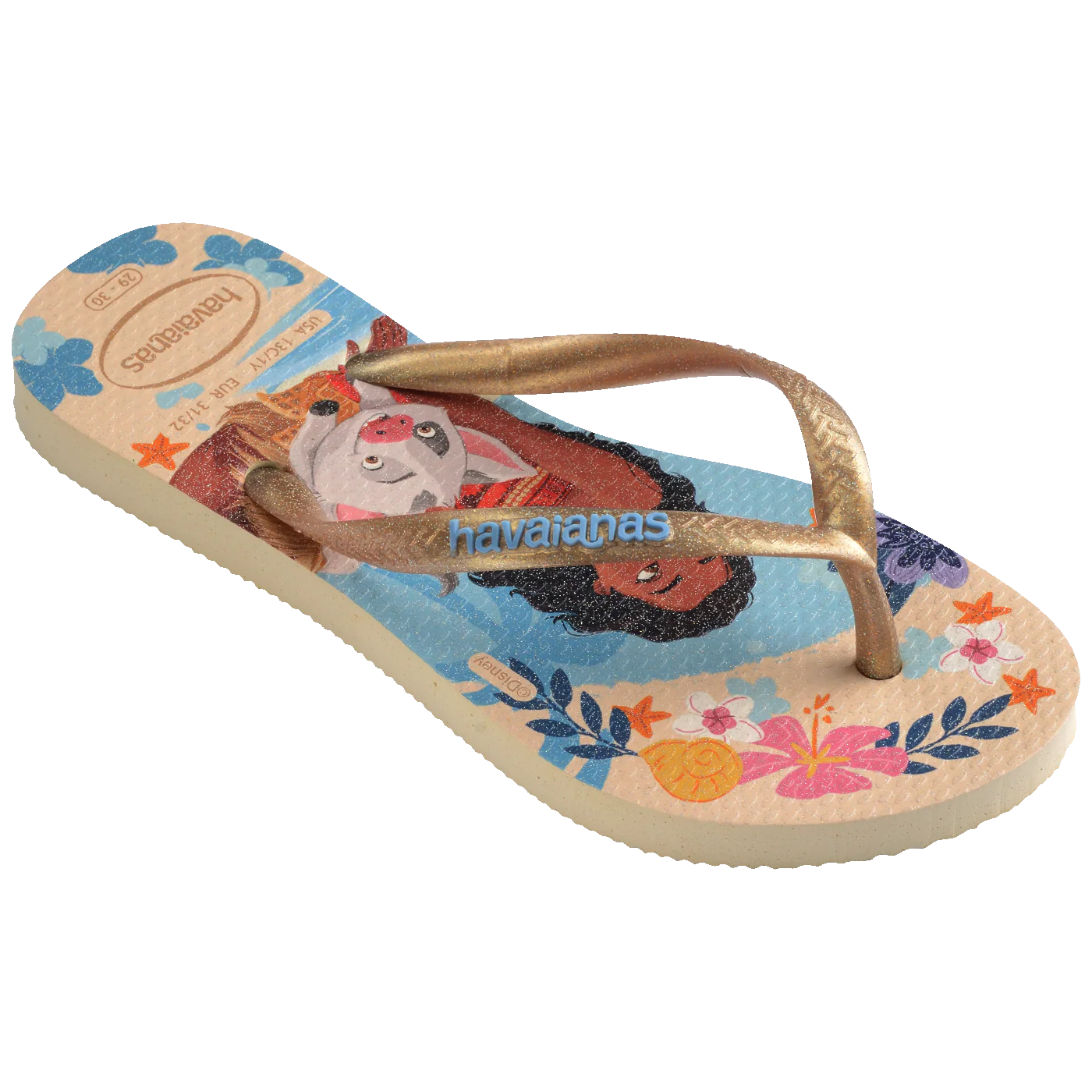 Chinelo Havaianas Infantil Slim Princesas Ariel & Moana