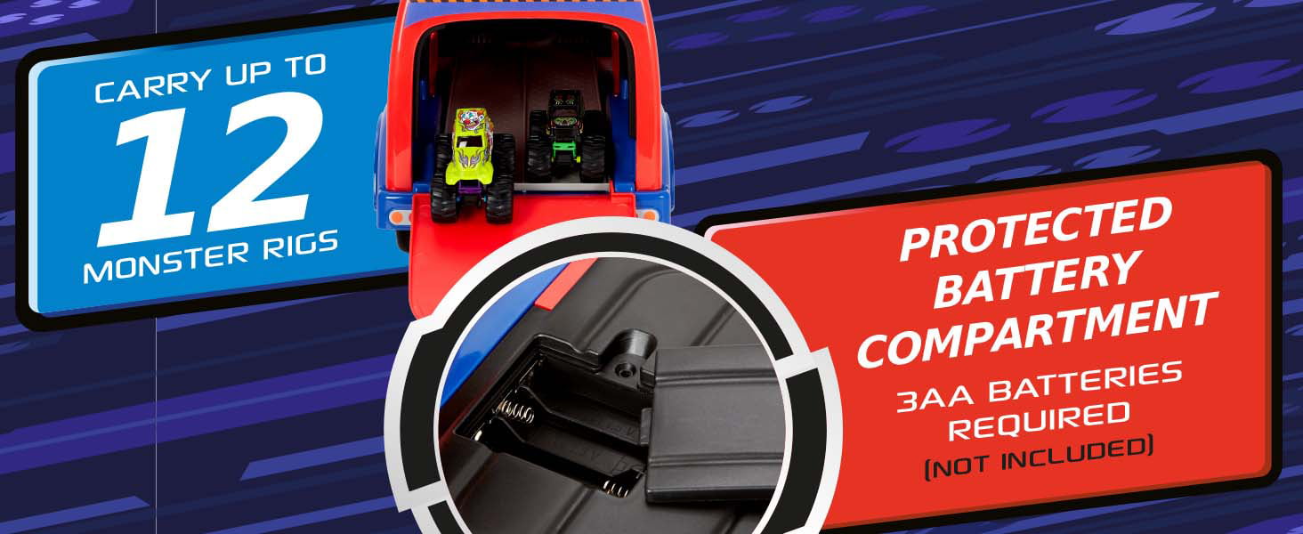 Ride On Toy Adventure Force Monster Rig Carrier Transportation Ride on for Kids 1-3 Years Old， Supports up to 44lbs