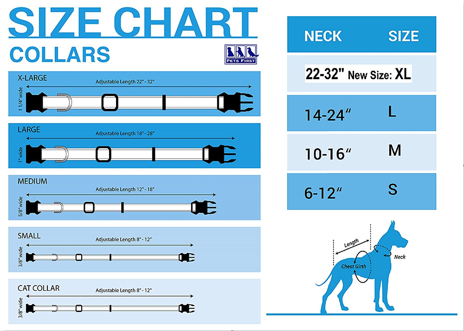 Pets First NFL New York Giants Dog Collar - Heavy-Duty， Durable and Adjustable Football Collar for Dogs/ CATS - Medium