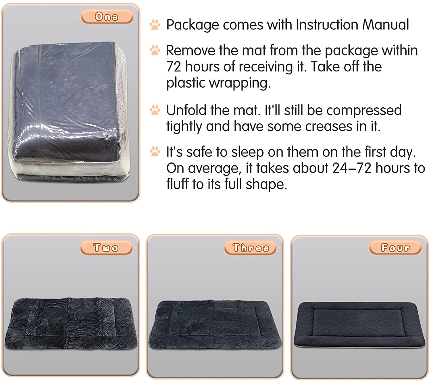 PROCIPE Large Dog Bed Cozy Crate Mat Anti Slip Mattress Washable for Large Medium Small Pets Sleeping