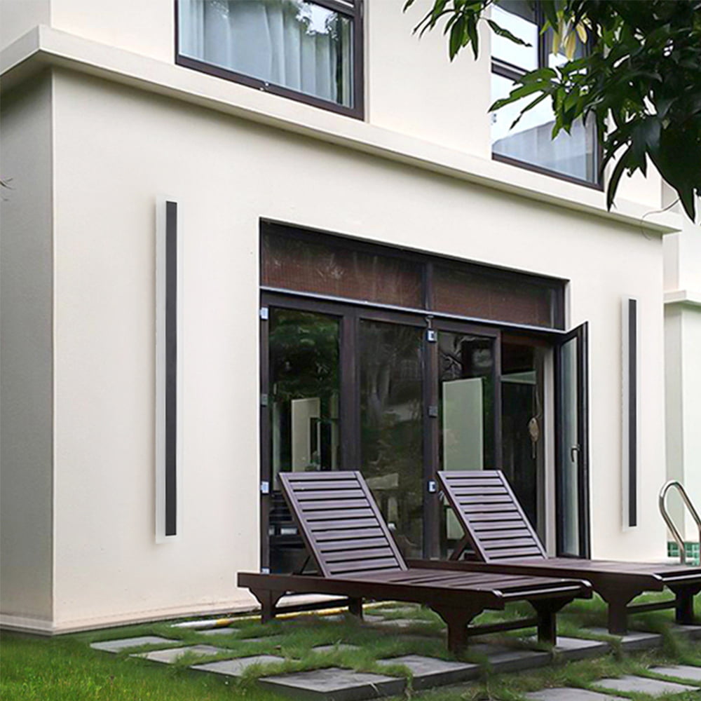 Outdoor Modern Wall Light LED Wall Sconce Fixture Rectangular Black Wall lamp Elegant Frosted White Acrylic IP65 Anti Rust for Proch Background Wall