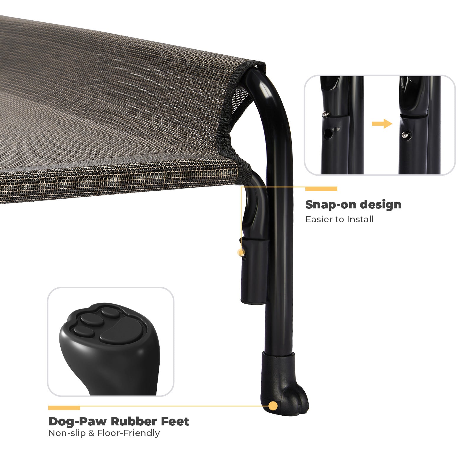 Veehoo Cooling Elevated Dog Bed， Chew Proof Dog Cot with Washable Mesh， Large， Brown