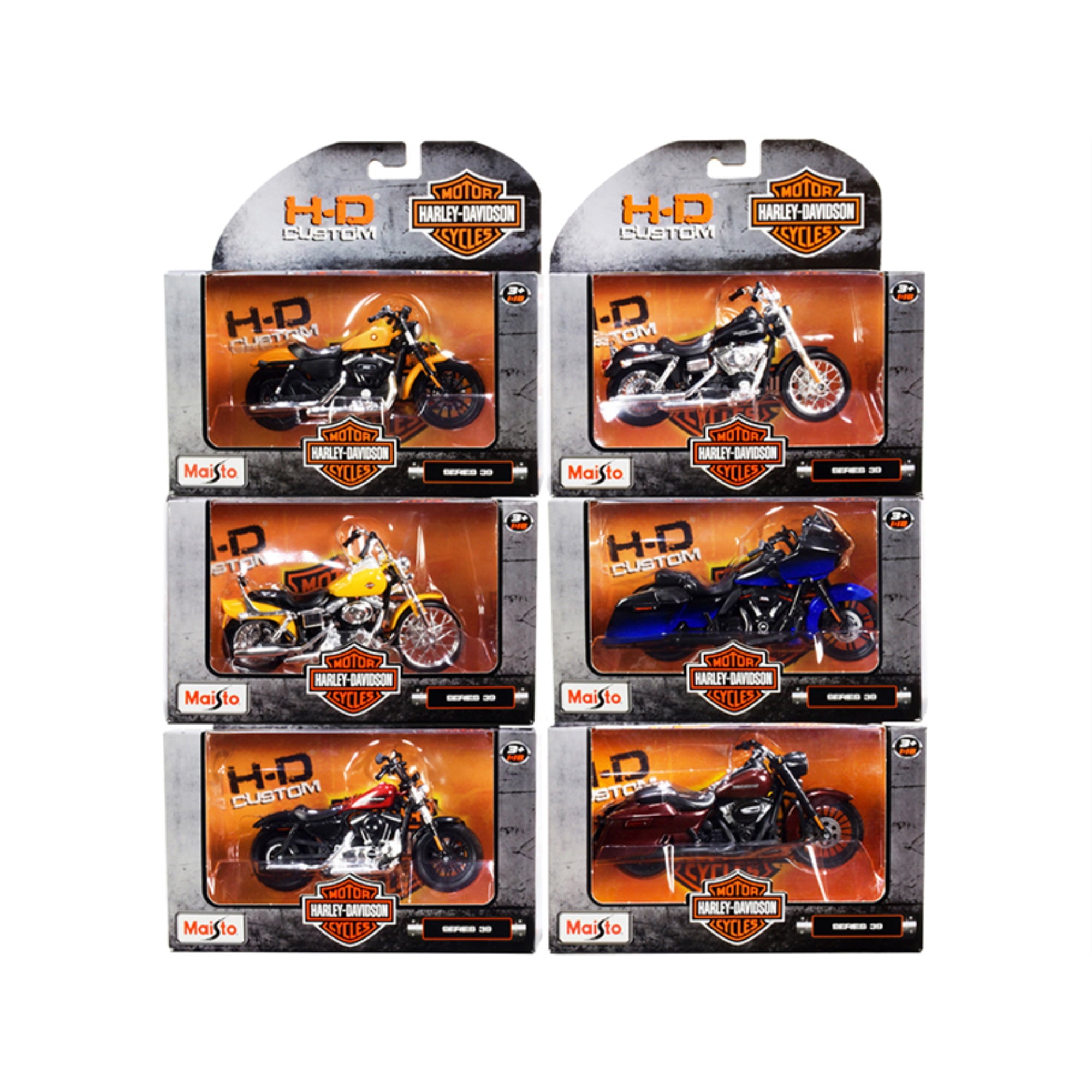 Harley-Davidson Motorcycles 6 piece Set Series 39 1/18 Diecast Models by Maisto