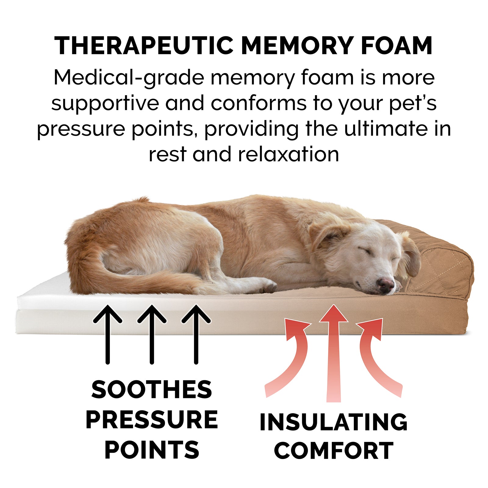 FurHaven Pet Products | Memory Foam Quilted Sofa Pet Bed for Dogs and Cats - Toasted Brown， Medium
