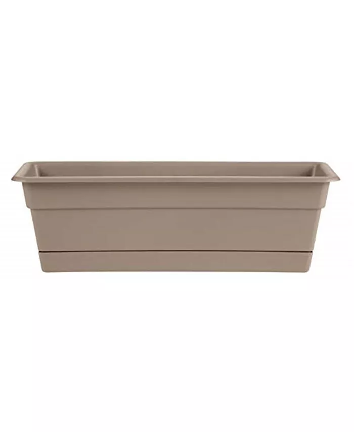 Bloem DCBT24-83 Dura Cotta Window Box Planter w  Tray 24 Pebble Stone