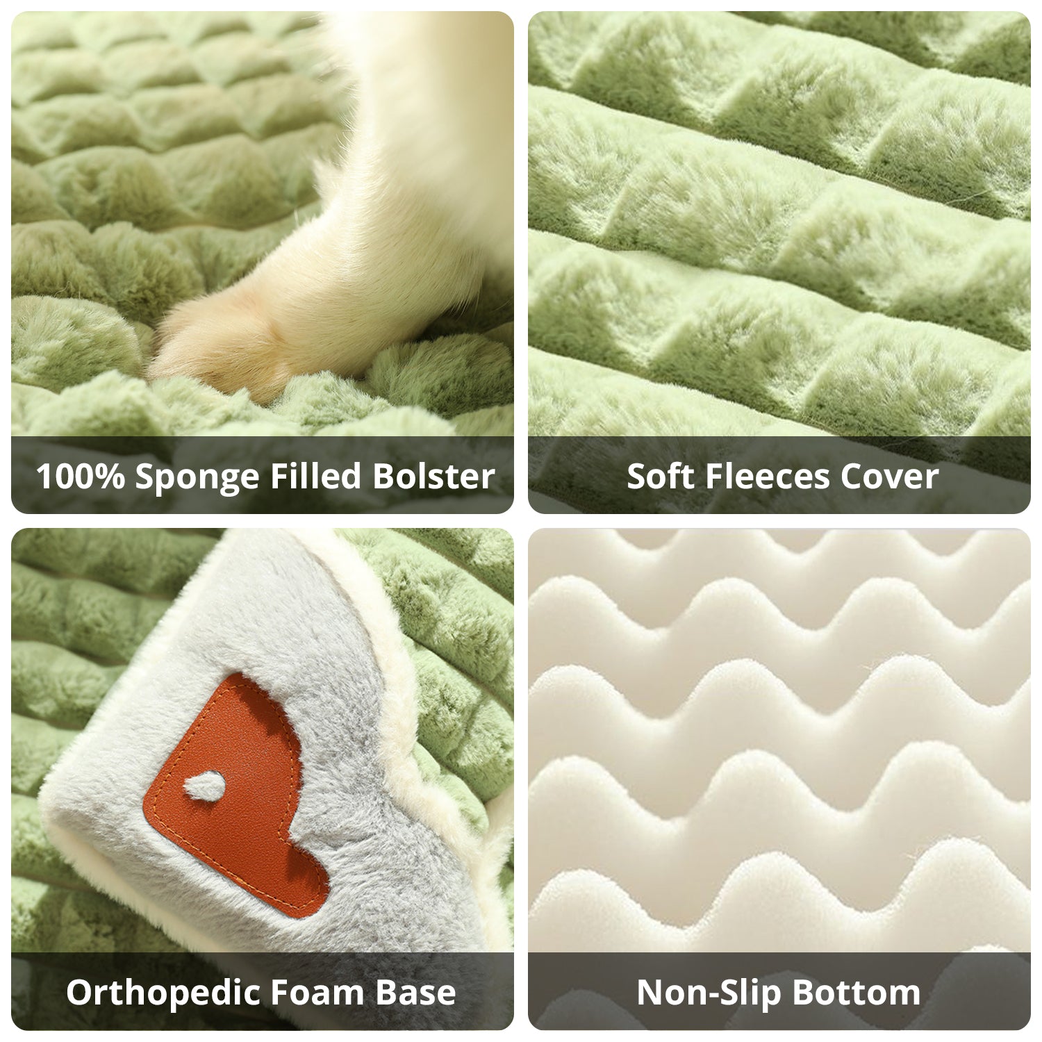 Dog Bed， Deluxe Cooling Gel Memory Foam Mink Plush Chaise Couch Pet Bed for Large Dog， L