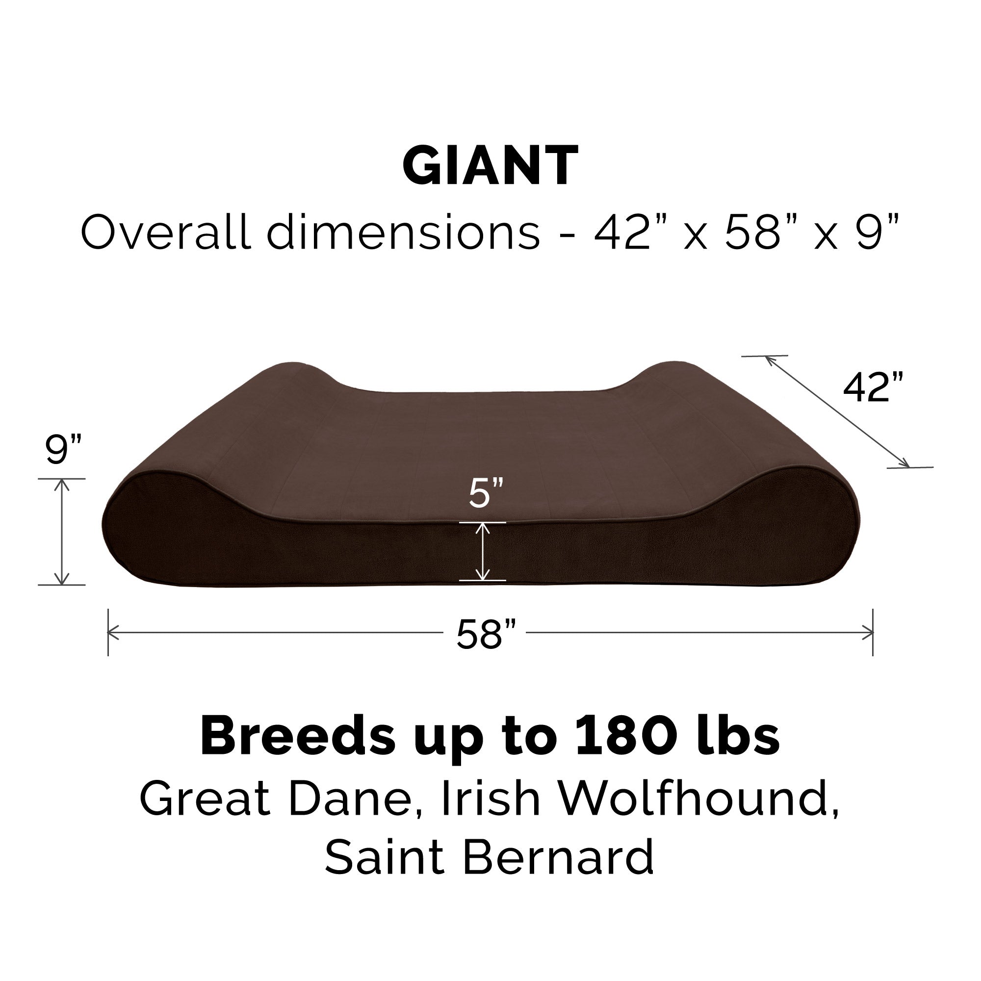 FurHaven Pet Dog Bed | Orthopedic Microvelvet Luxe Lounger Pet Bed for Dogs and Cats， Espresso， Giant